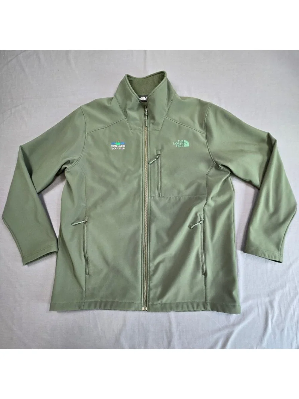 The North Face Mens XL Full Zip Windwall Jacket Army Green Twin Lakes Golf